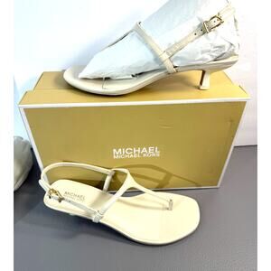 Michael Kors Tasha T Strap Leather Lt. Cream Size 7.5M New in Box